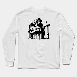 monkey plays the guitar Long Sleeve T-Shirt